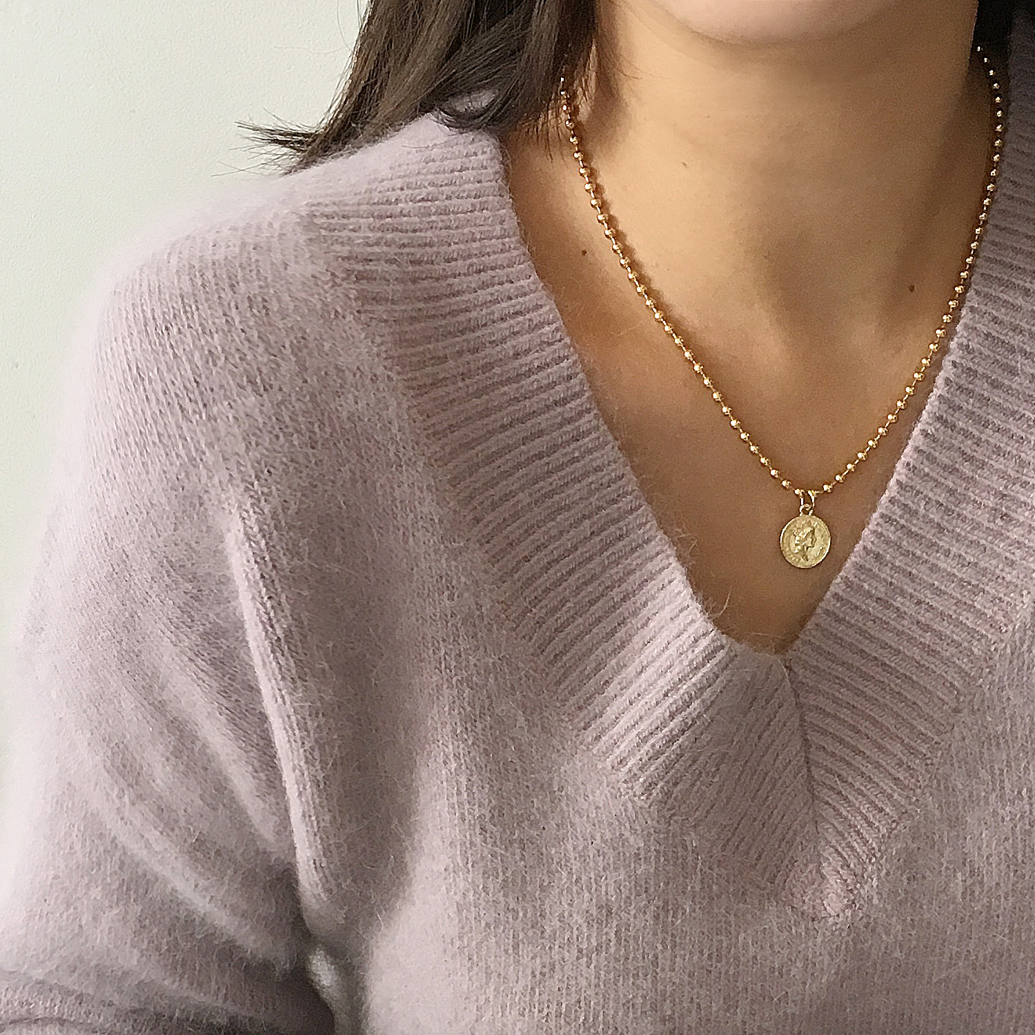 Coin necklace Lovely girl Vintage antique Daily co