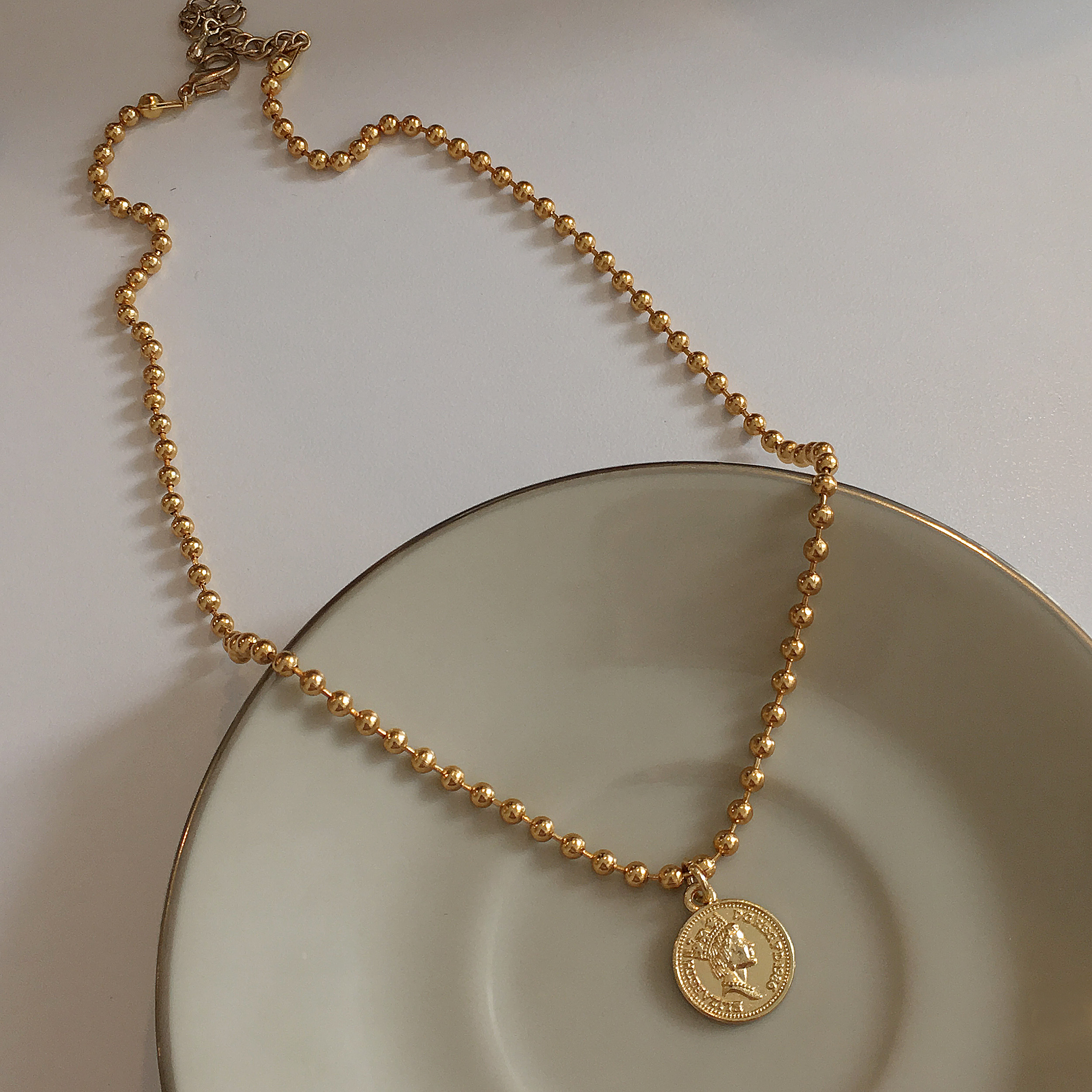 Coin necklace Lovely girl Vintage antique Daily co