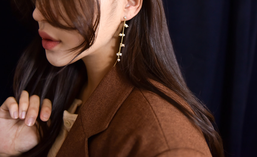 Chelsea Double Chalang Glass Drop Earrings Stylish