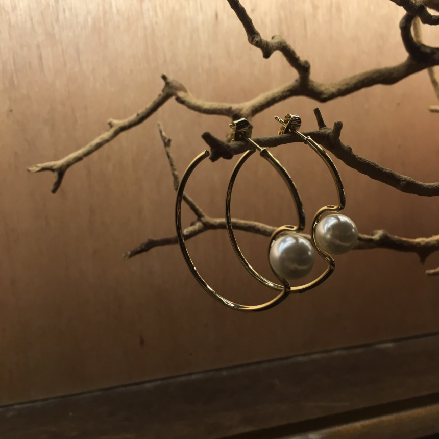 Sui pearl gold ring earrings Daily coordinator fas