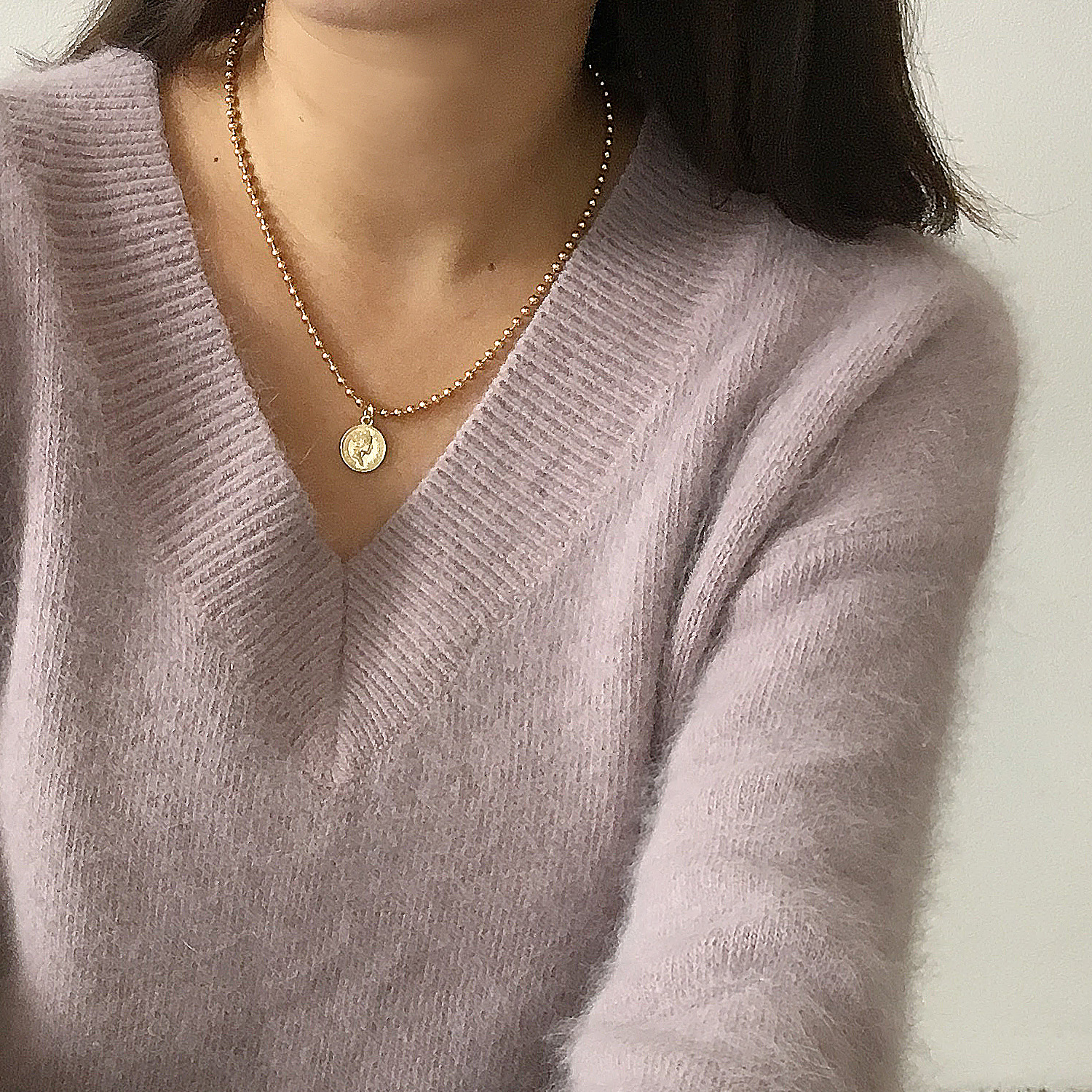 Coin necklace Lovely girl Vintage antique Daily co