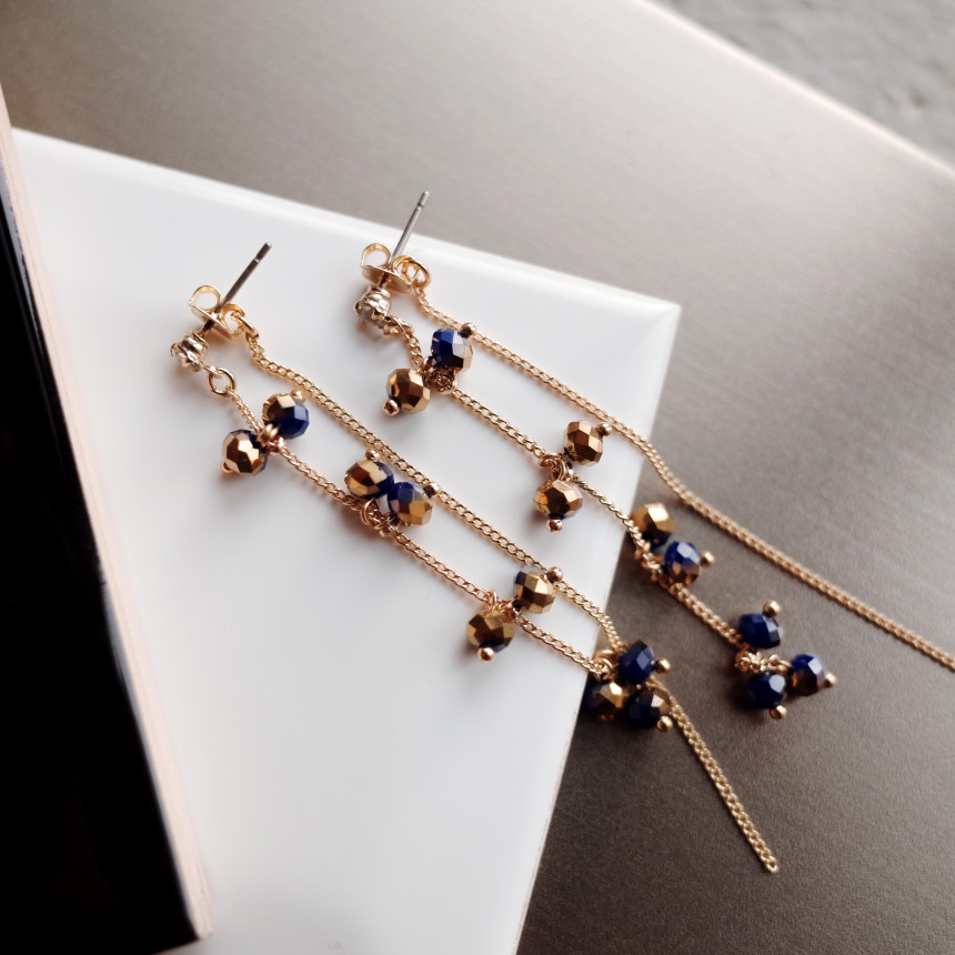 Chelsea Double Chalang Glass Drop Earrings Stylish