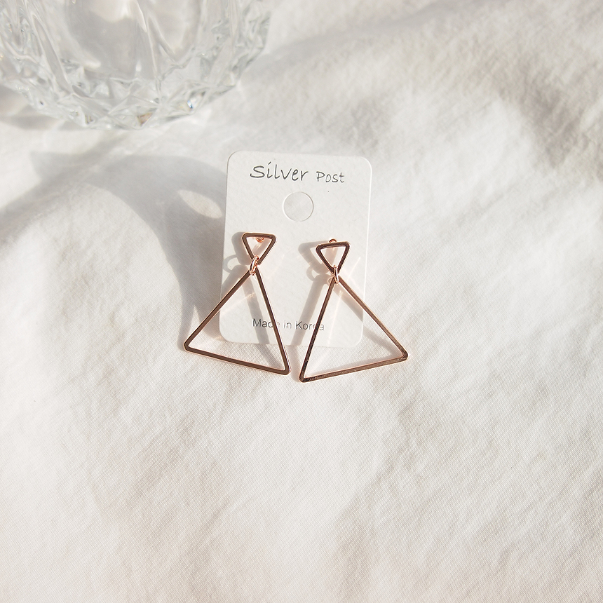 Allergy-free silver-plated triangular drop earring