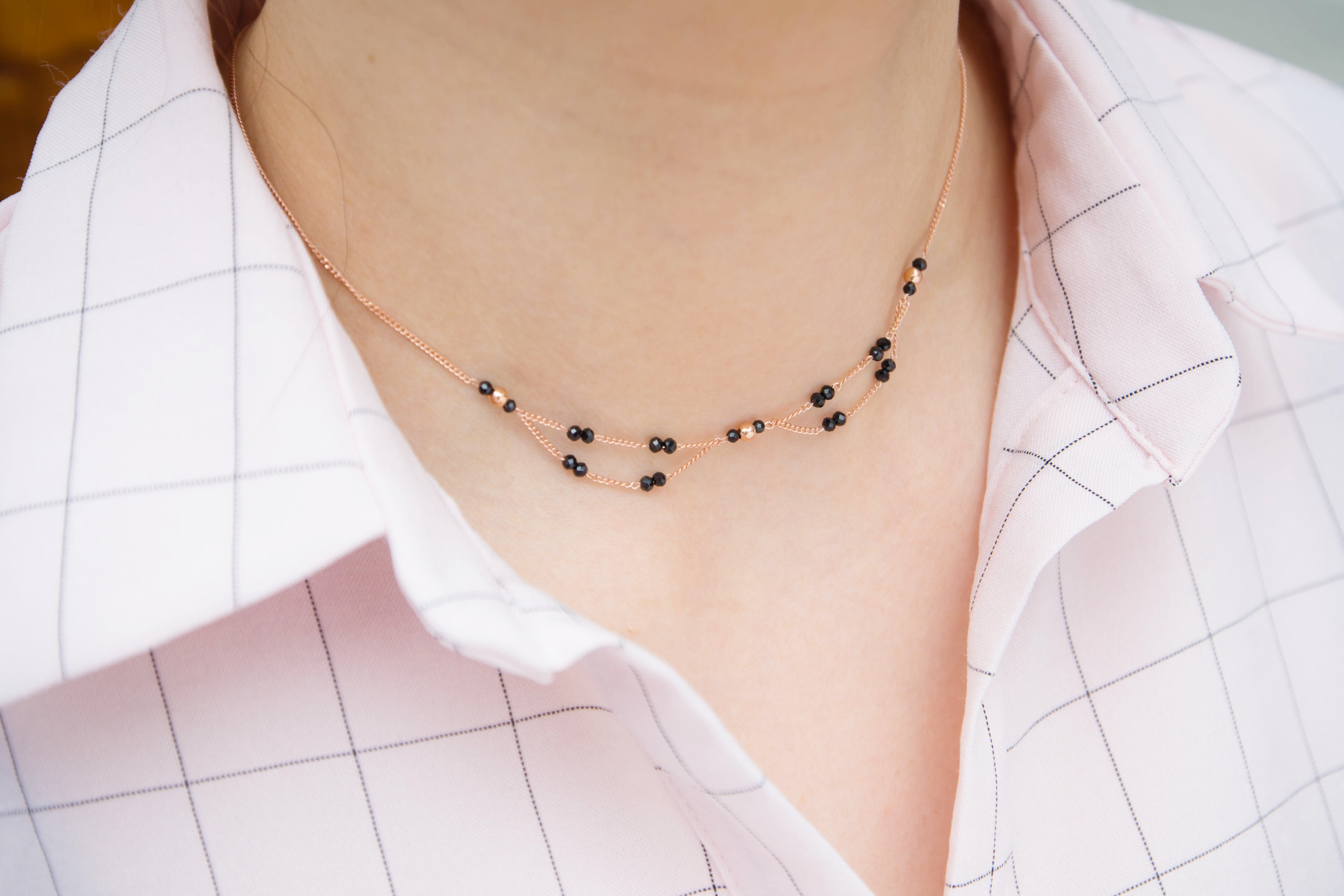 Bridge Black Spinel Necklace 14k Choker 14K Girl C