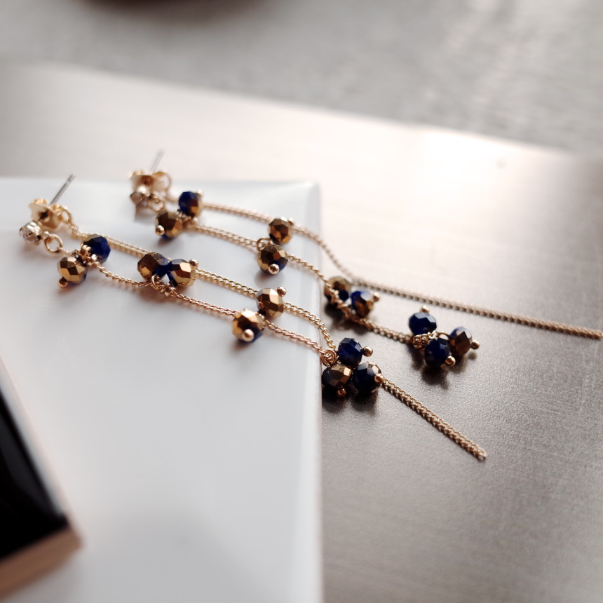 Chelsea Double Chalang Glass Drop Earrings Stylish