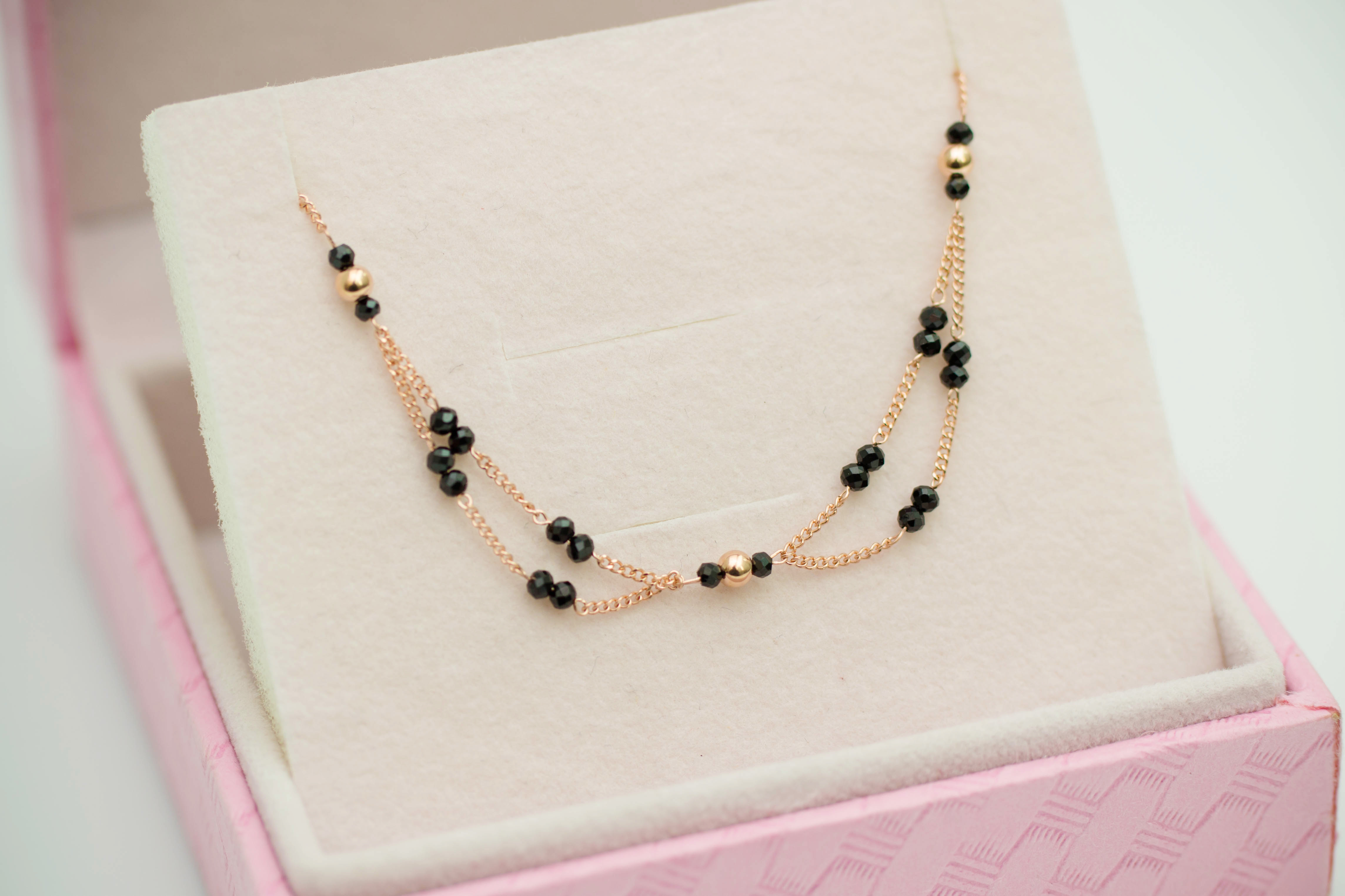 Bridge Black Spinel Necklace 14k Choker 14K Girl C