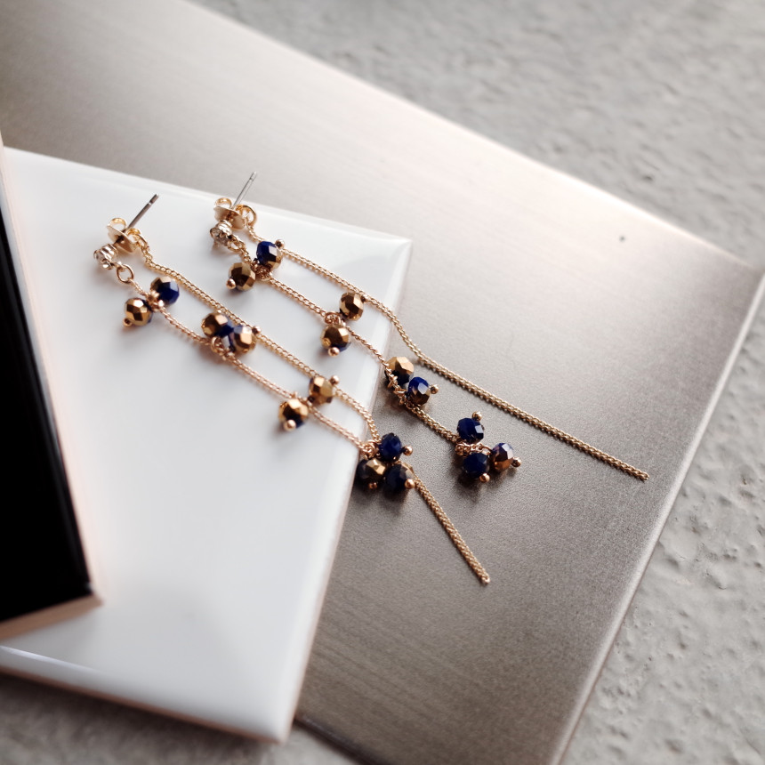 Chelsea Double Chalang Glass Drop Earrings Stylish