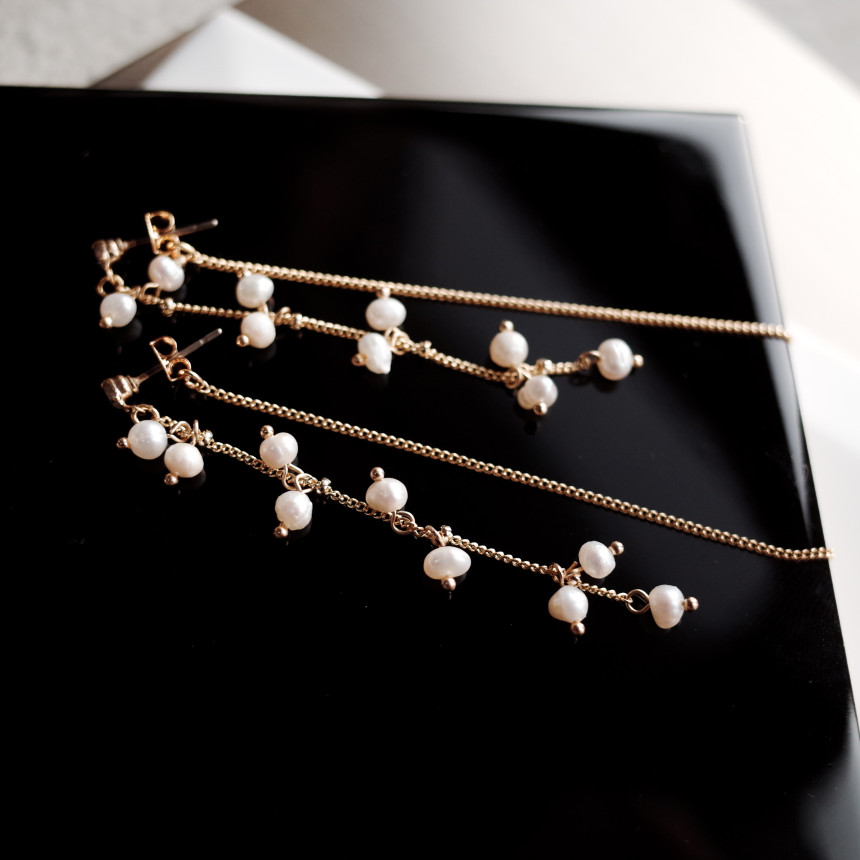 Chelsea Double Chalang Glass Drop Earrings Stylish