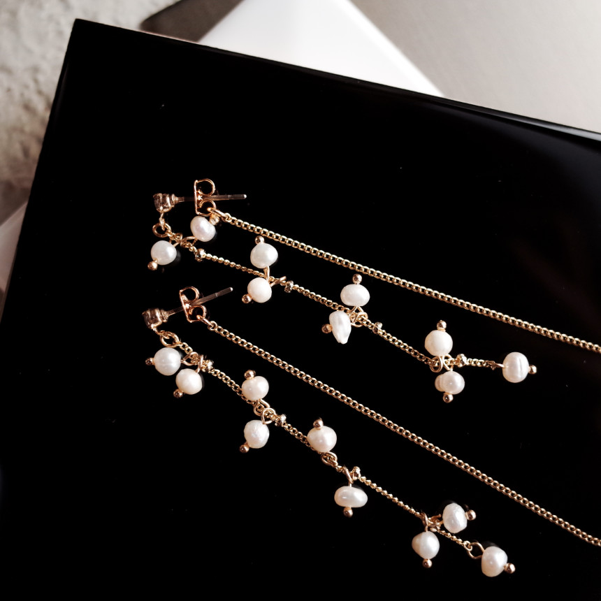 Chelsea Double Chalang Glass Drop Earrings Stylish