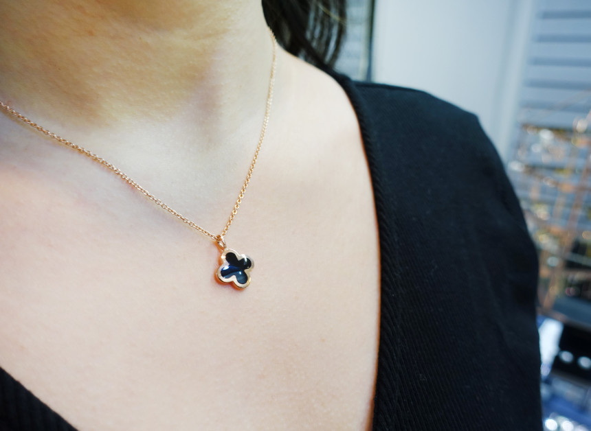 Onyx Four Leaf Clover Necklace Feminine fashionabl