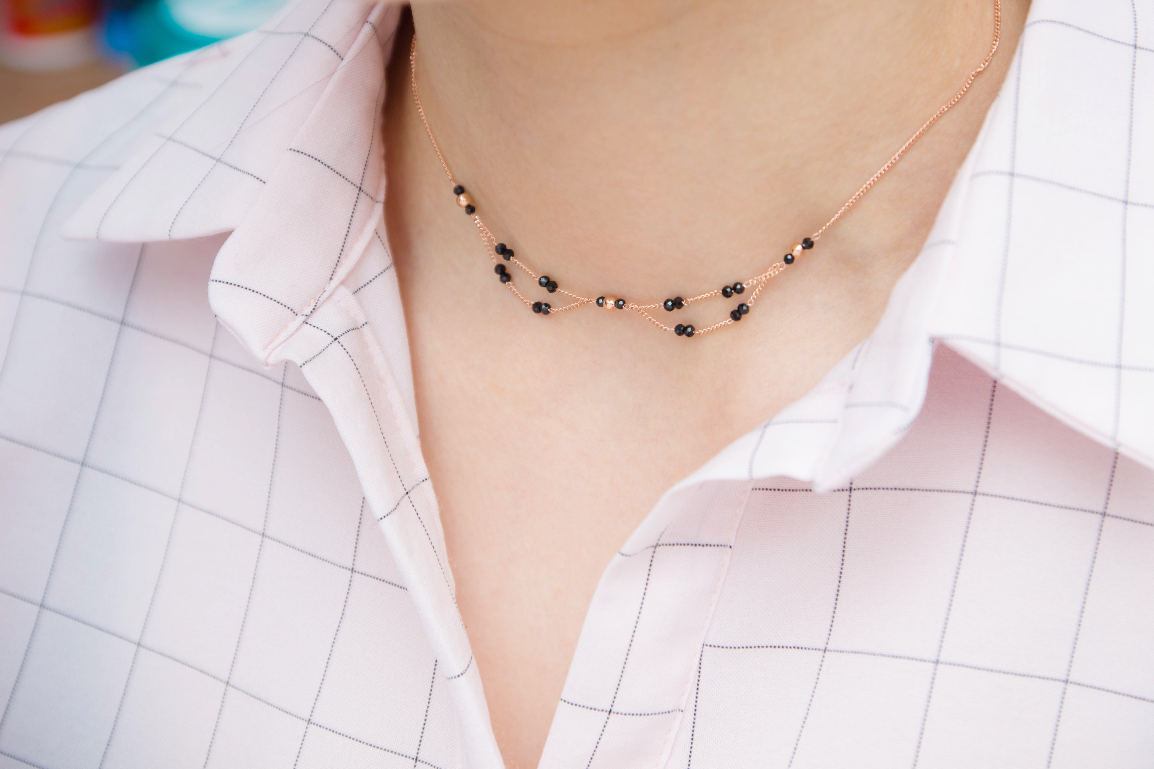 Bridge Black Spinel Necklace 14k Choker 14K Girl C