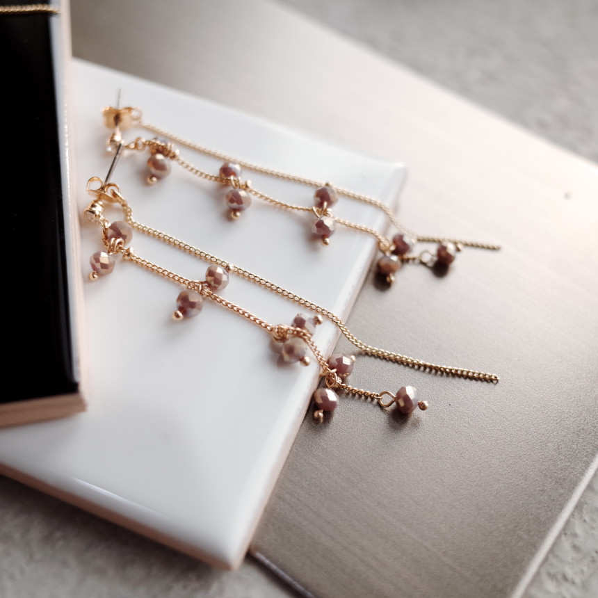 Chelsea Double Chalang Glass Drop Earrings Stylish