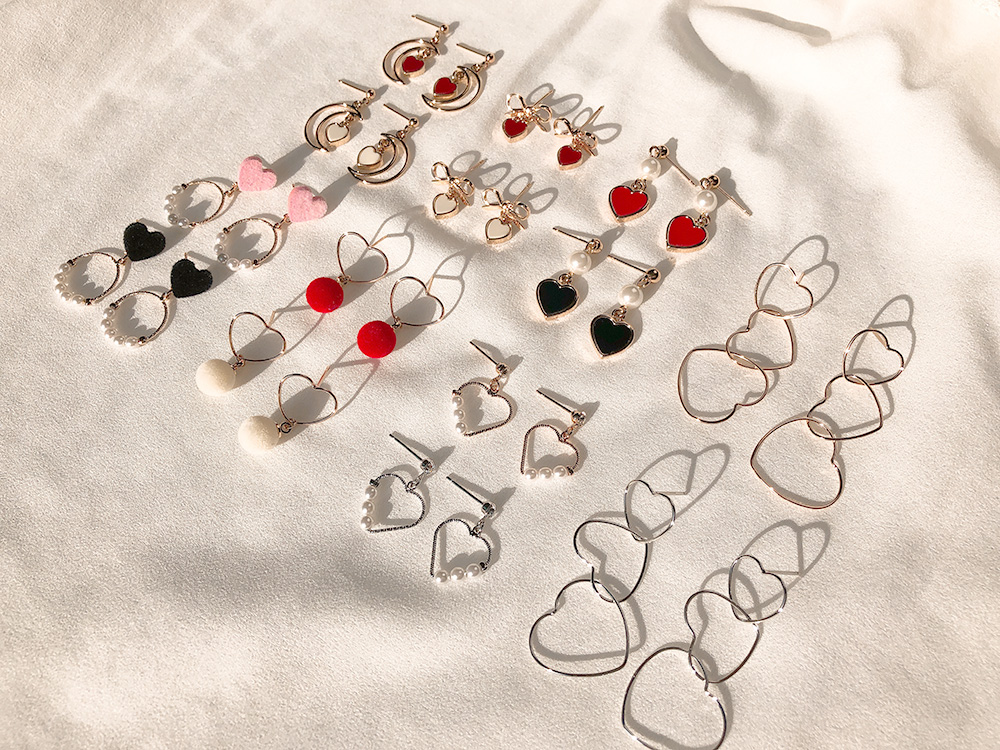 Free Shipping Heart Ring Pomade Cubic 7 pearl earr