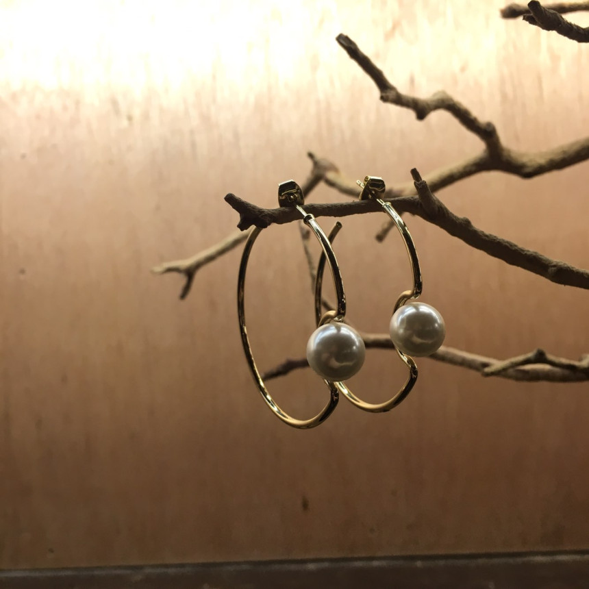 Sui pearl gold ring earrings Daily coordinator fas