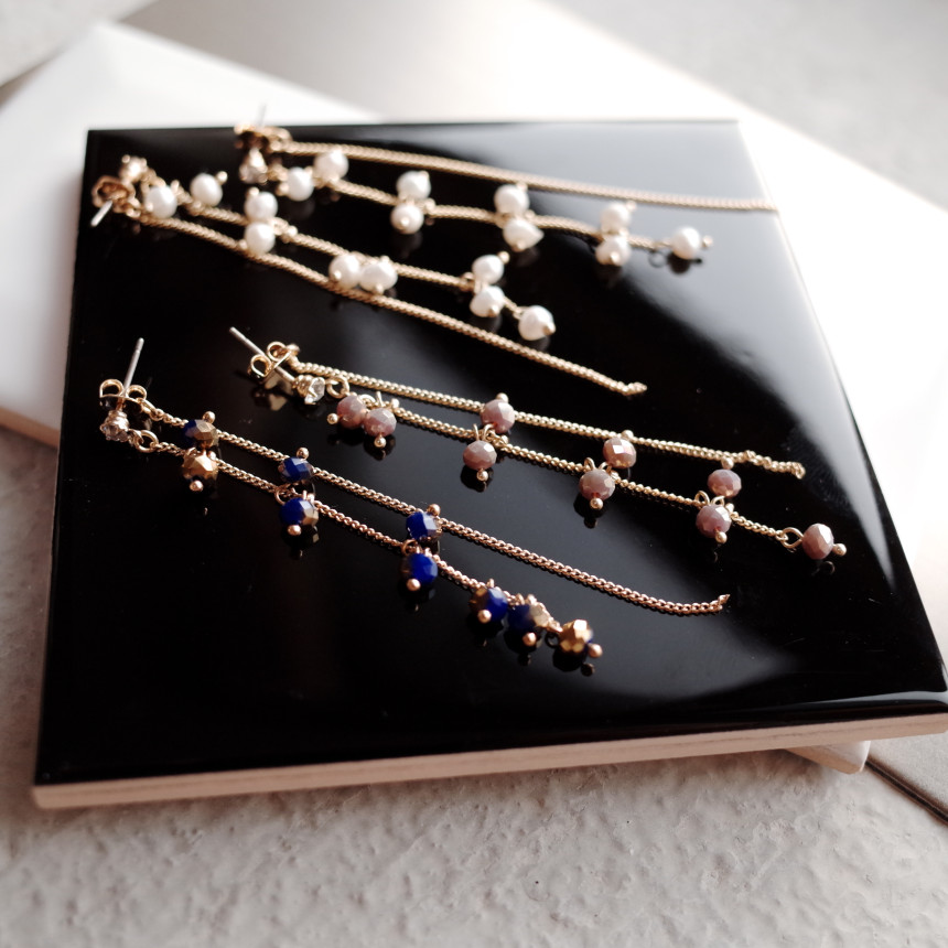Chelsea Double Chalang Glass Drop Earrings Stylish