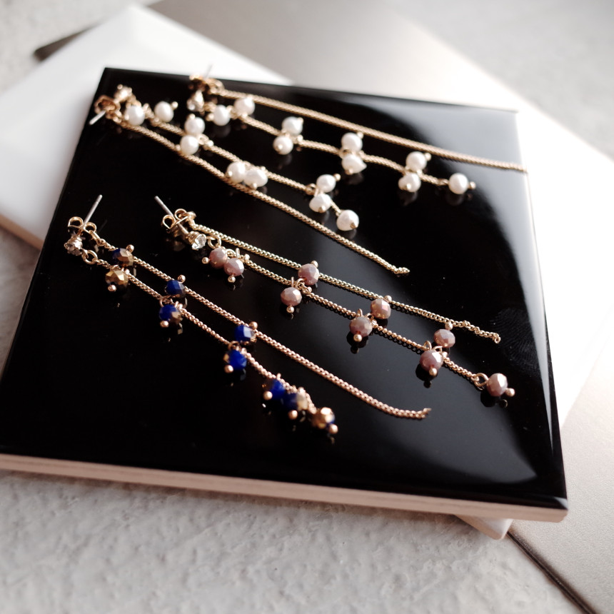 Chelsea Double Chalang Glass Drop Earrings Stylish