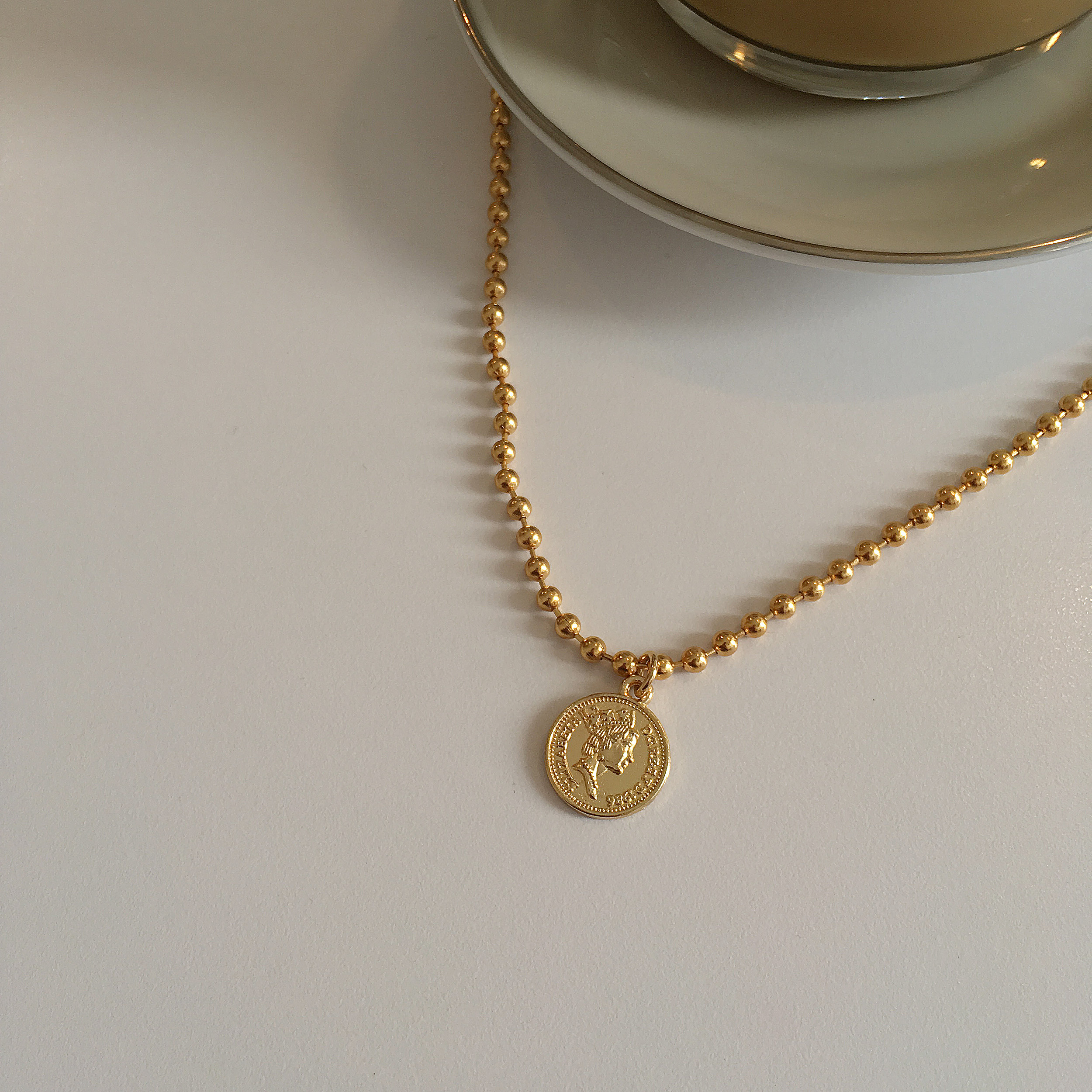 Coin necklace Lovely girl Vintage antique Daily co