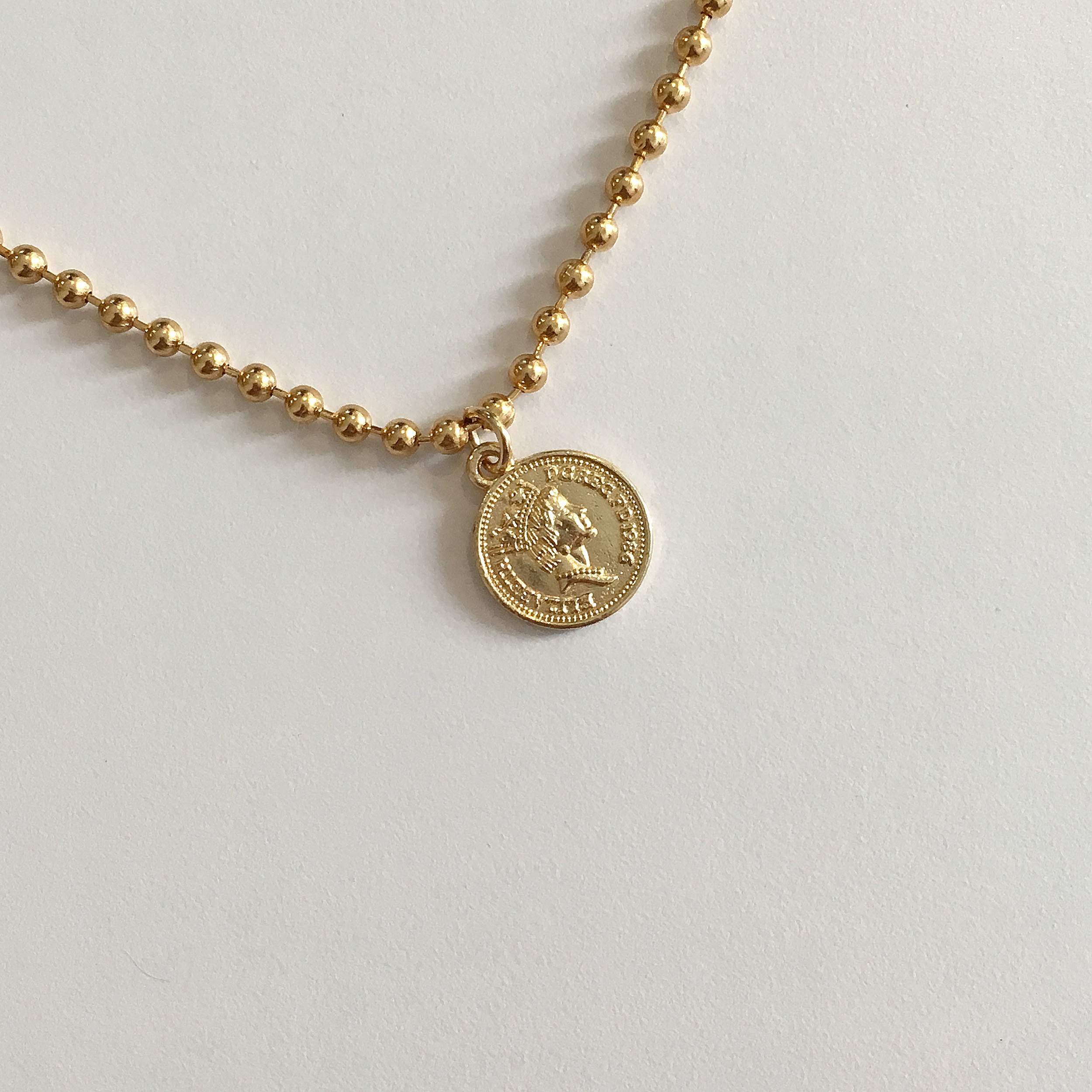 Coin necklace Lovely girl Vintage antique Daily co