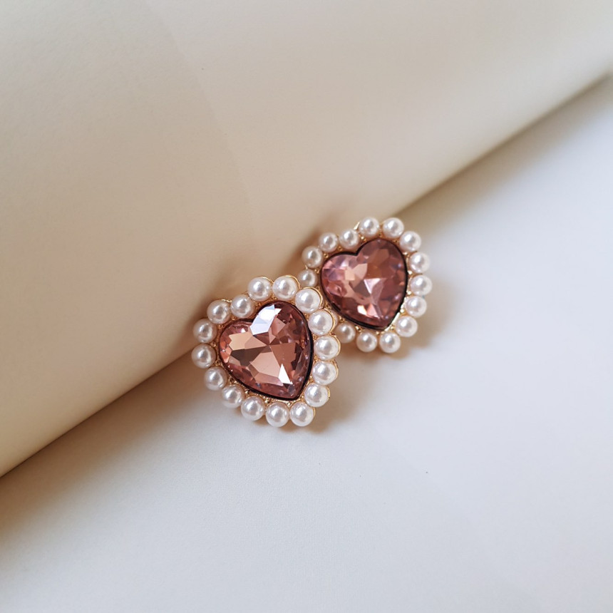 Curry Pearl Swarovski Earrings 4color Laminin Mini