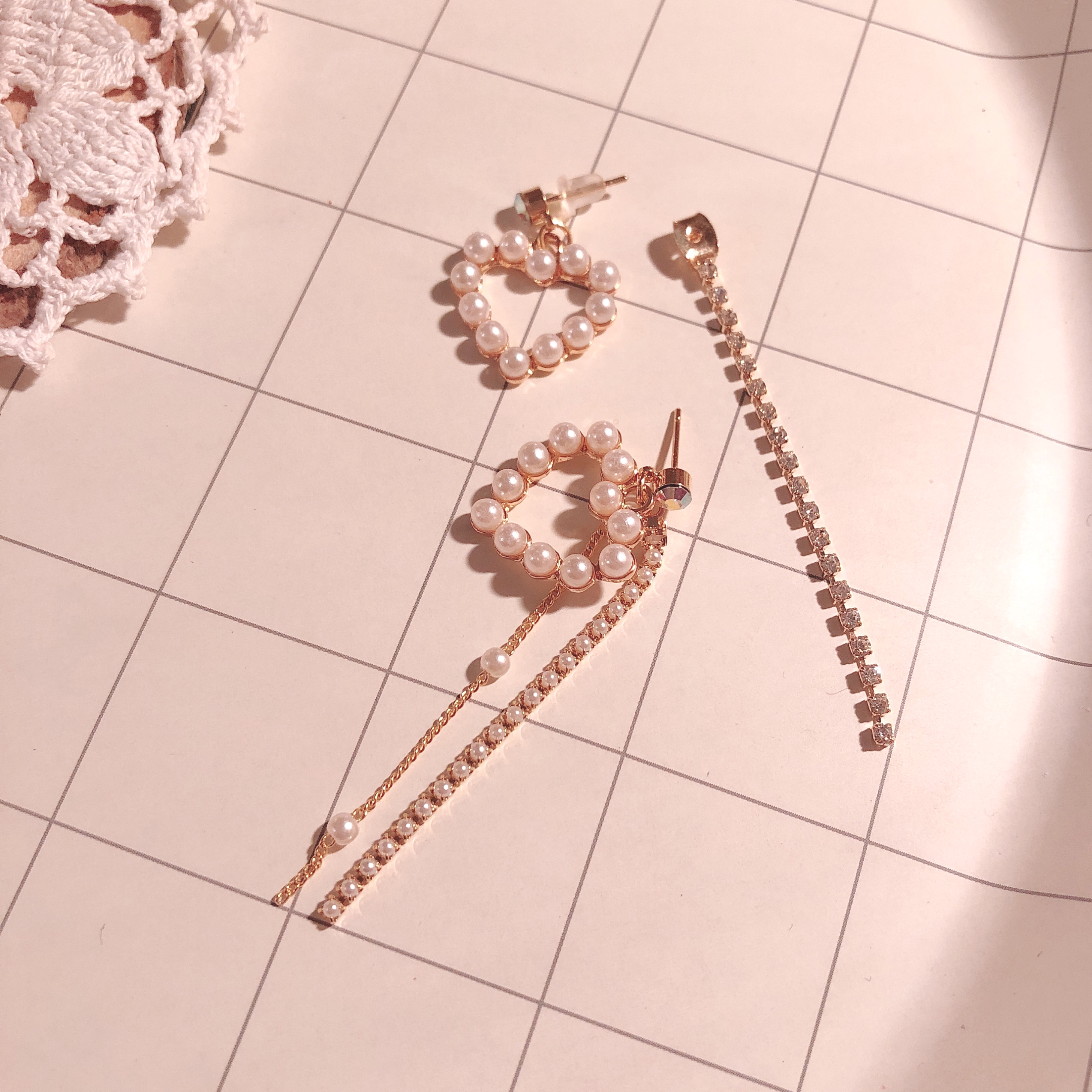 Double Heart Bold Earring Point 10 Unique pearl dr