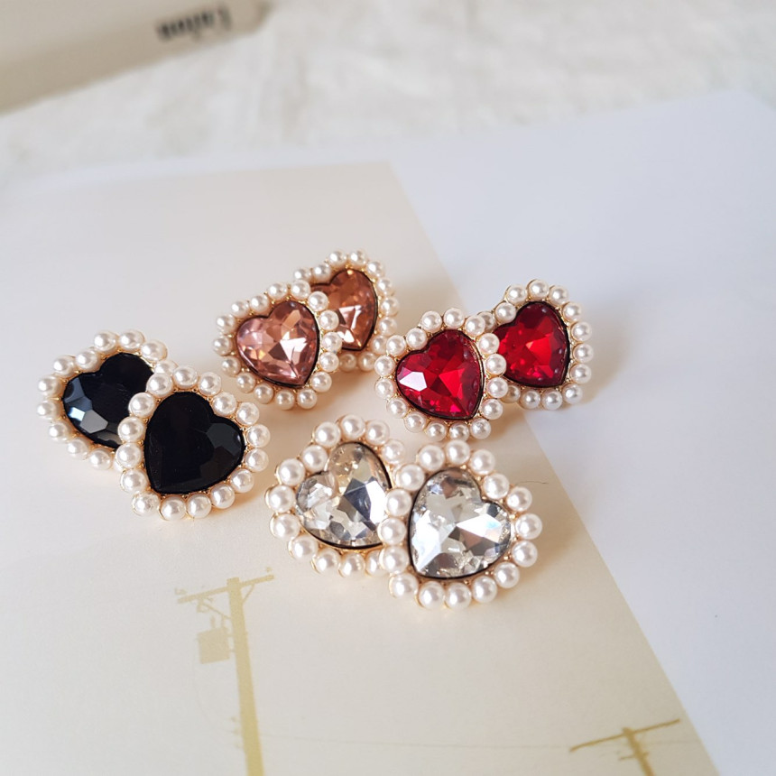 Curry Pearl Swarovski Earrings 4color Laminin Mini