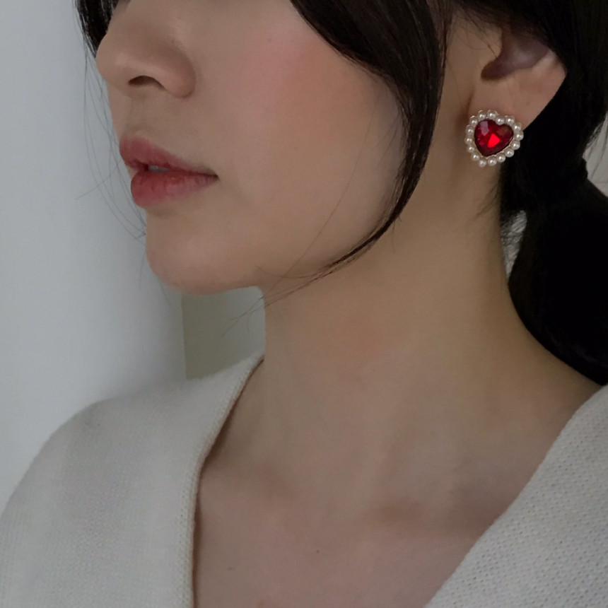 Curry Pearl Swarovski Earrings 4color Laminin Mini