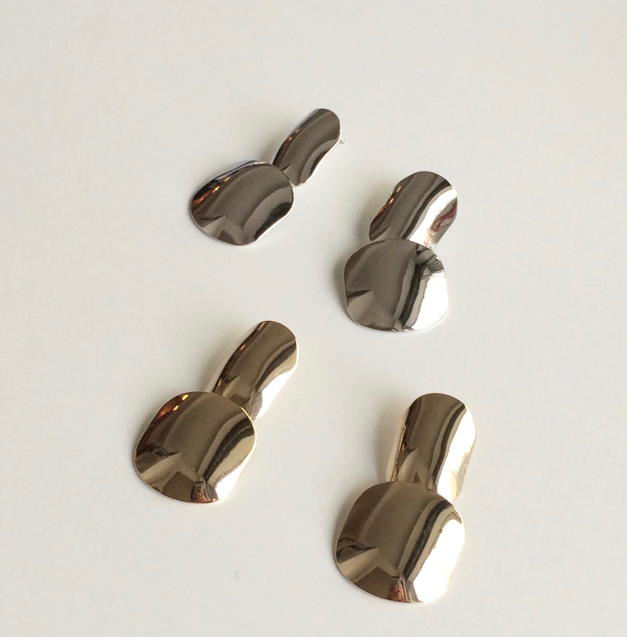 Bold Reflective Shield Earring Gold, Silver Hook H