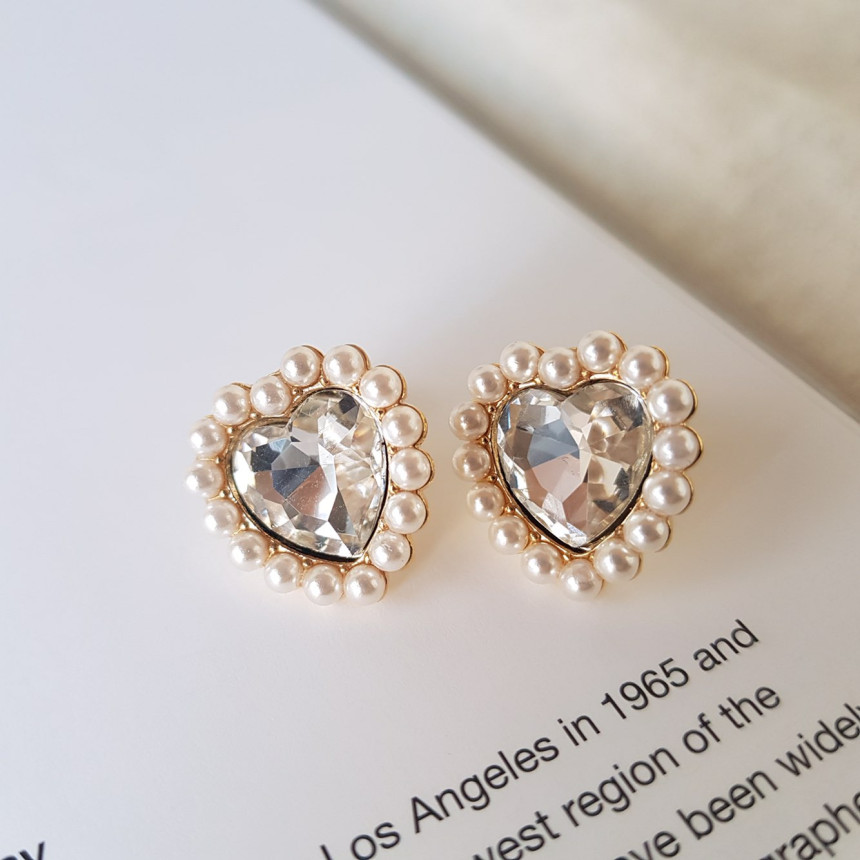 Curry Pearl Swarovski Earrings 4color Laminin Mini