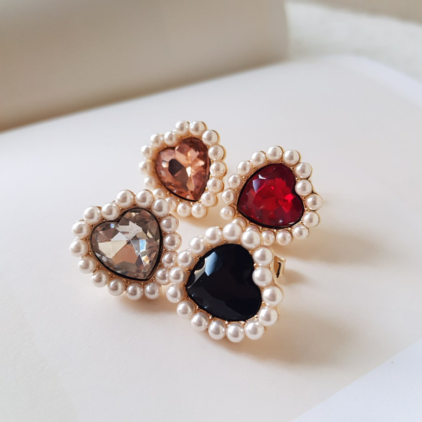 Curry Pearl Swarovski Earrings 4color Laminin Mini