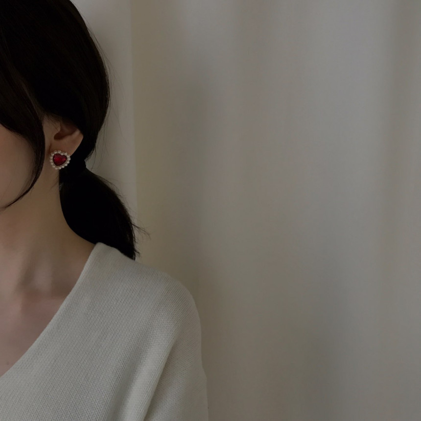 Curry Pearl Swarovski Earrings 4color Laminin Mini