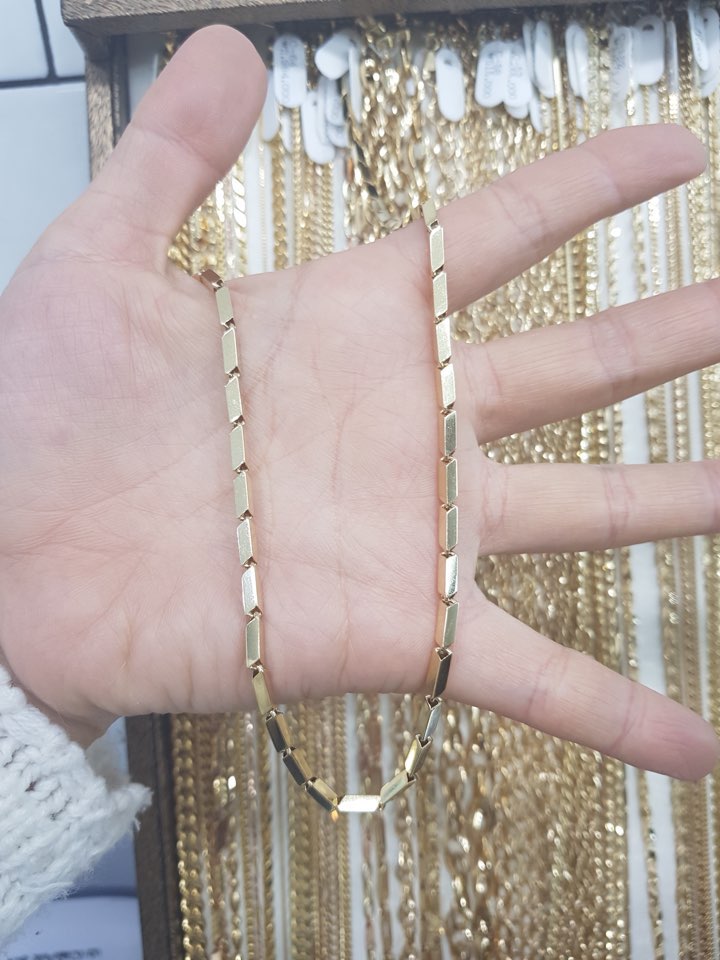 14K square chain + cross pendant