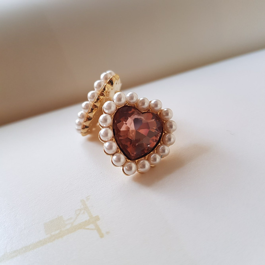 Curry Pearl Swarovski Earrings 4color Laminin Mini