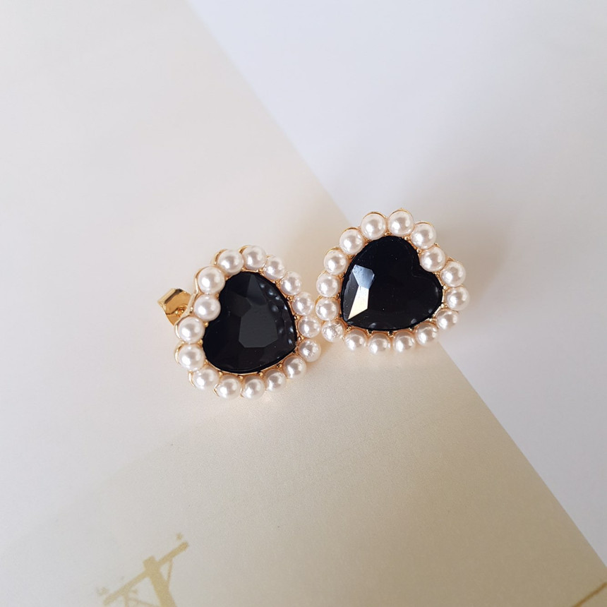 Curry Pearl Swarovski Earrings 4color Laminin Mini