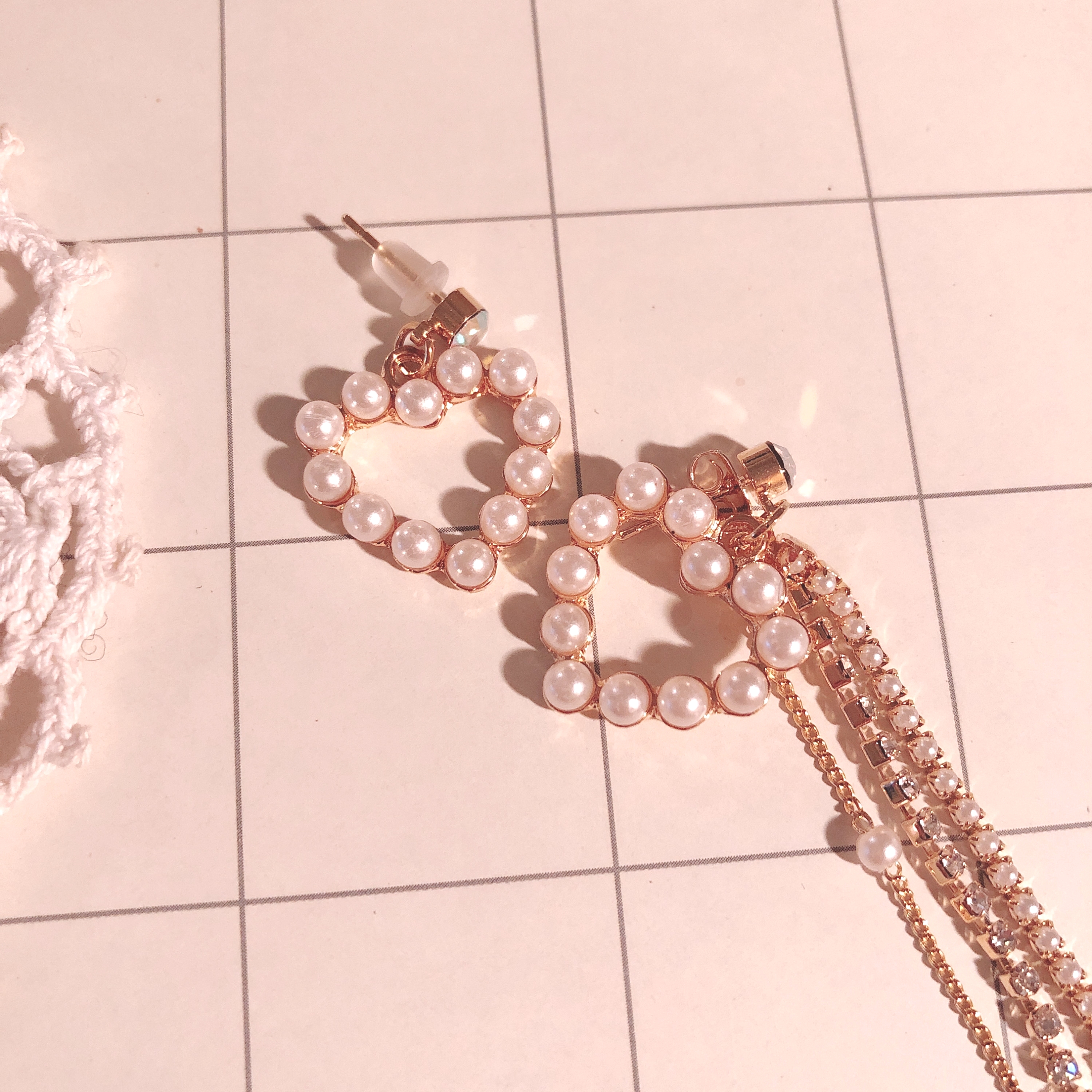 Double Heart Bold Earring Point 10 Unique pearl dr