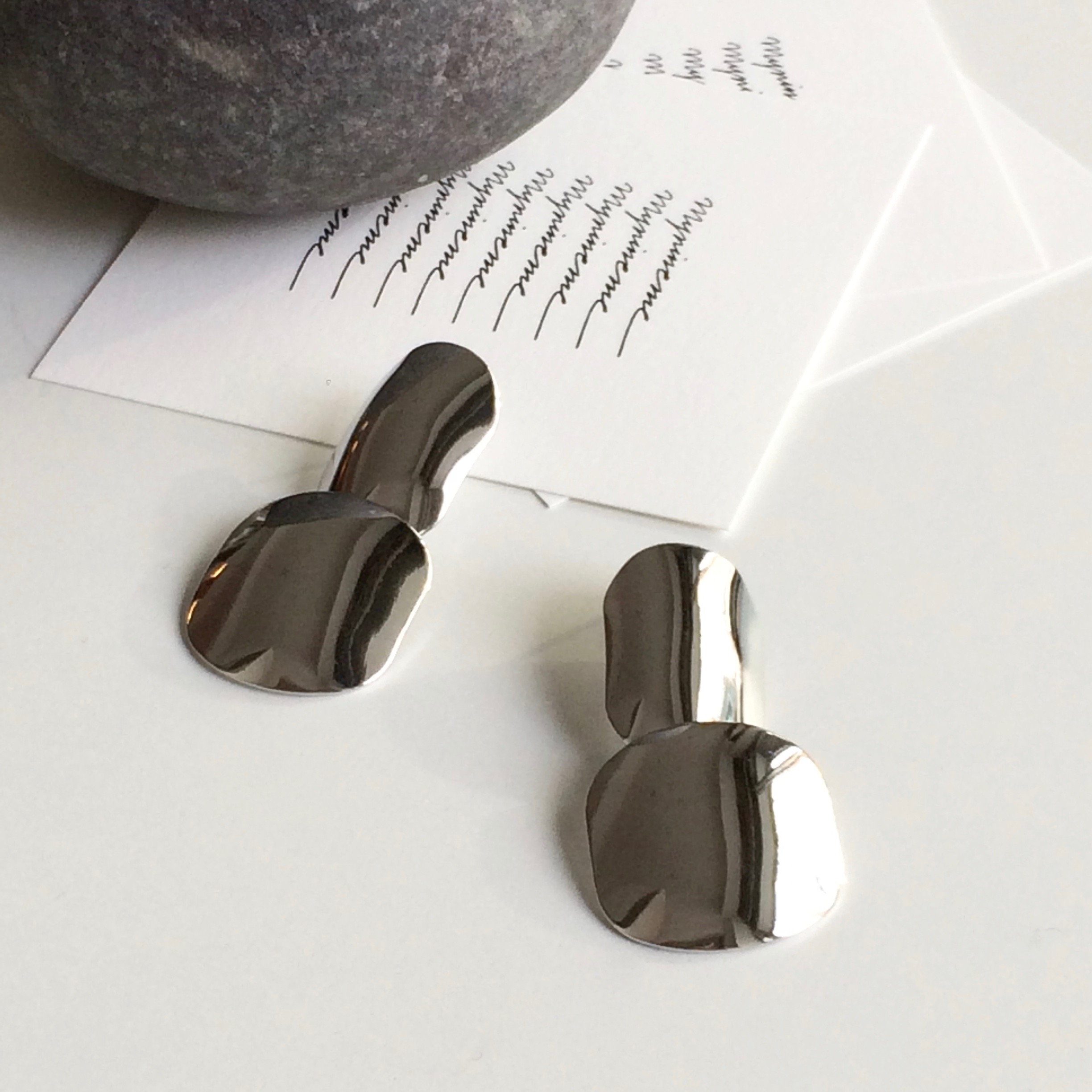 Bold Reflective Shield Earring Gold, Silver Hook H