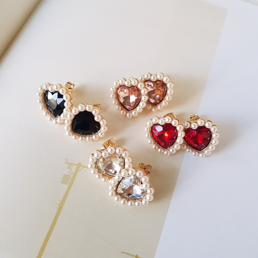 Curry Pearl Swarovski Earrings 4color Laminin Mini