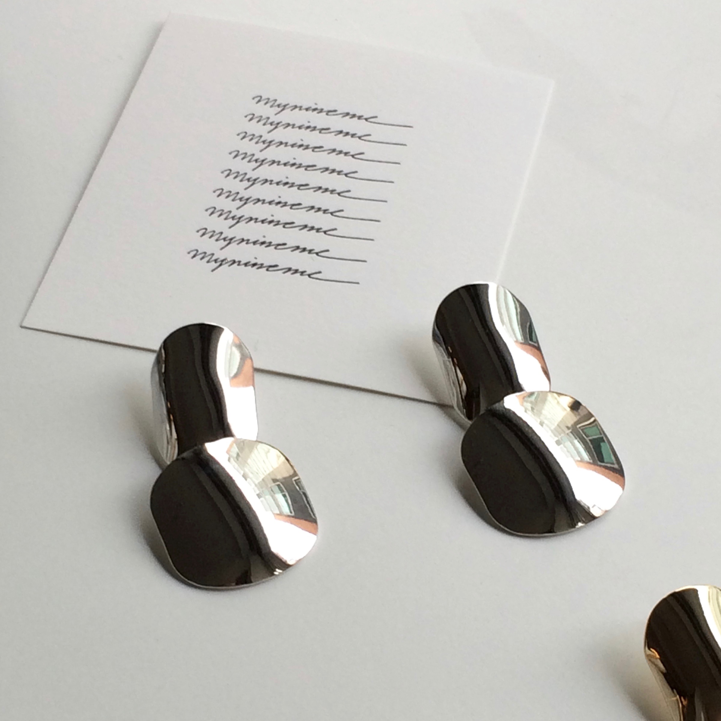 Bold Reflective Shield Earring Gold, Silver Hook H