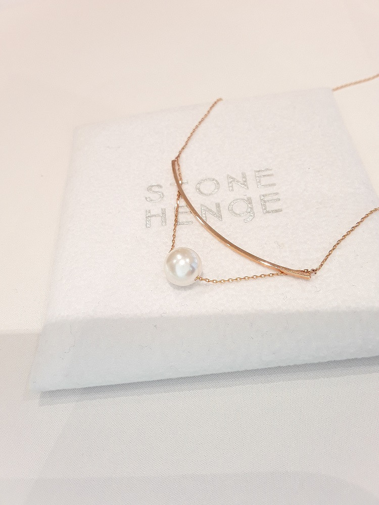 Stonehenge Rose Gold Pearl Necklace T0686 Classic 