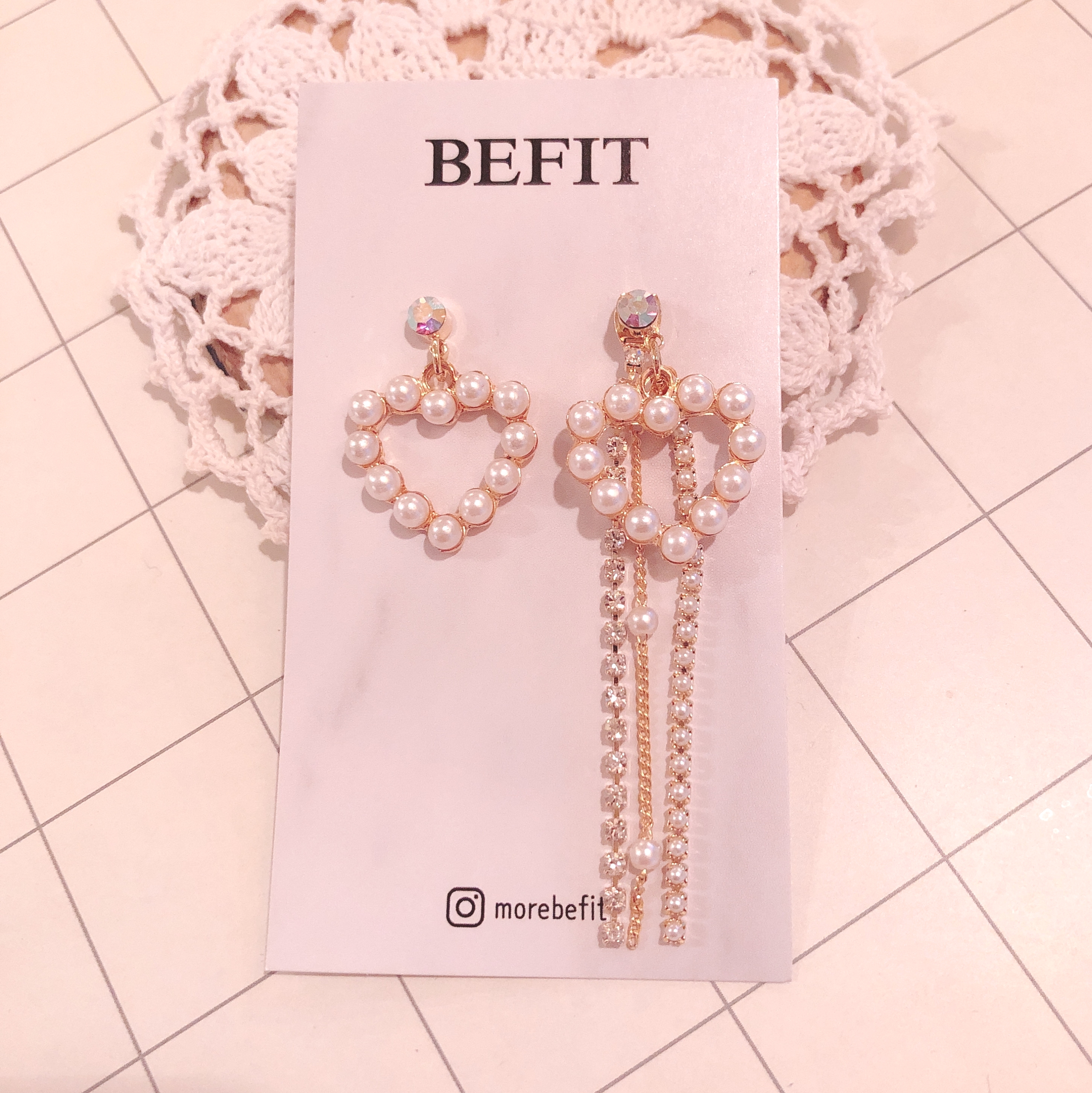 Double Heart Bold Earring Point 10 Unique pearl dr