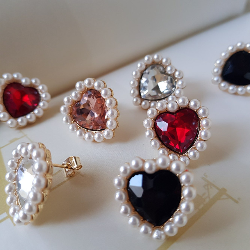 Curry Pearl Swarovski Earrings 4color Laminin Mini