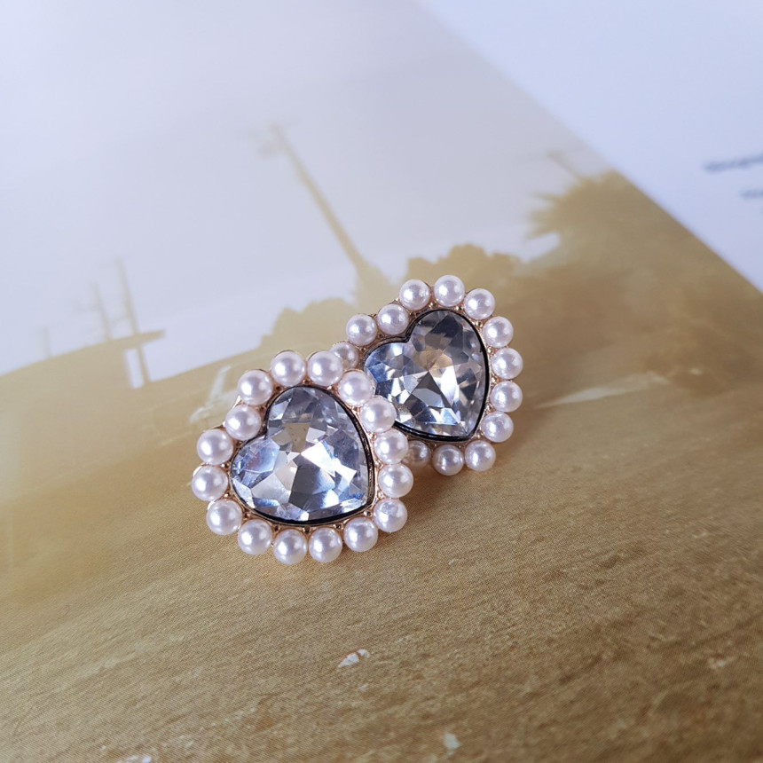 Curry Pearl Swarovski Earrings 4color Laminin Mini