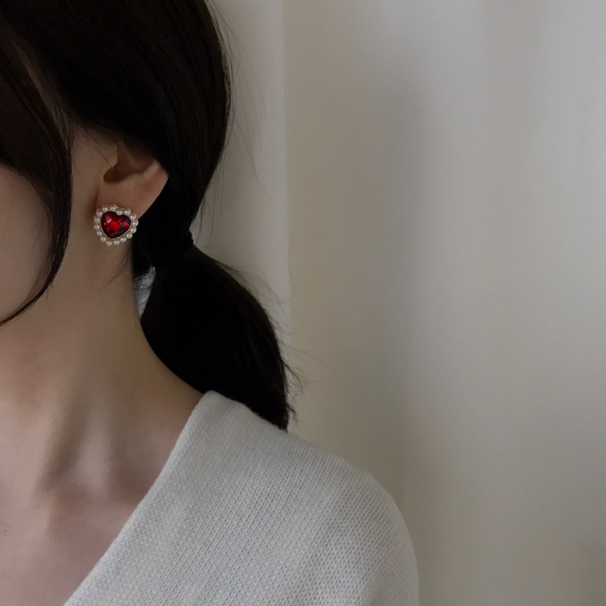 Curry Pearl Swarovski Earrings 4color Laminin Mini