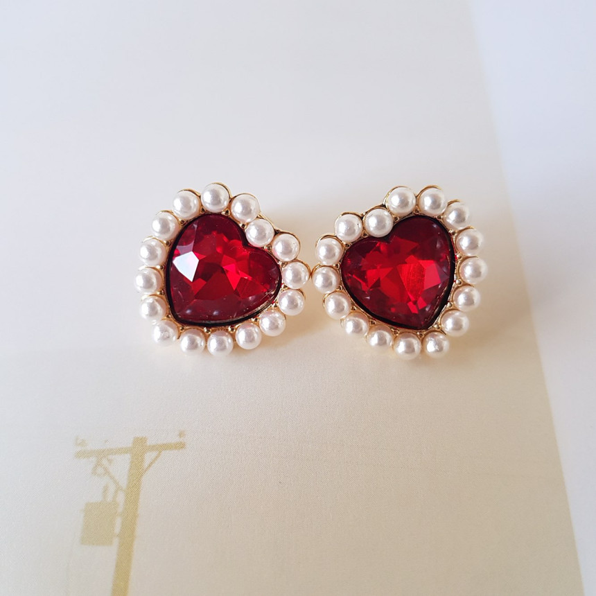 Curry Pearl Swarovski Earrings 4color Laminin Mini