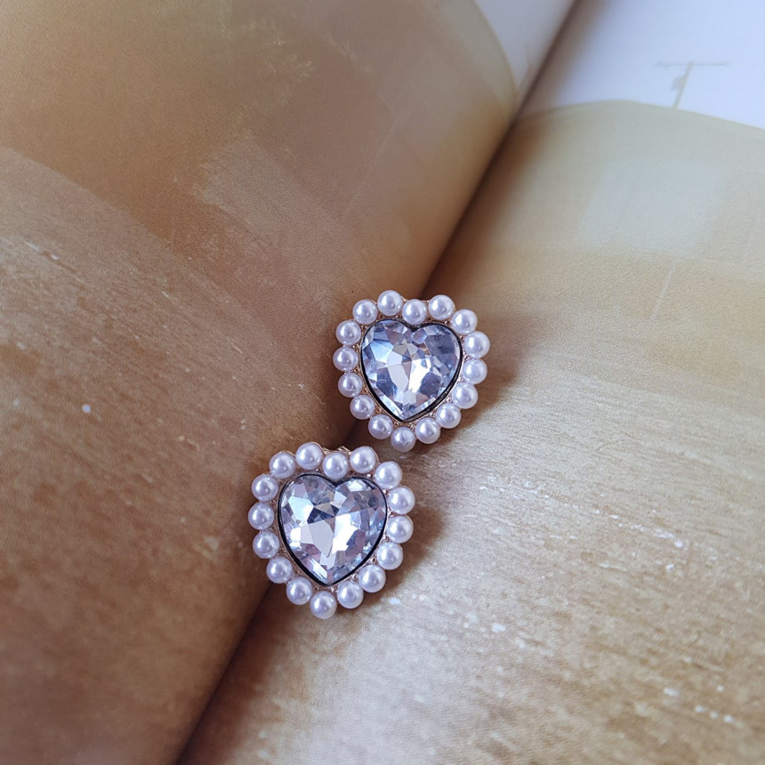 Curry Pearl Swarovski Earrings 4color Laminin Mini