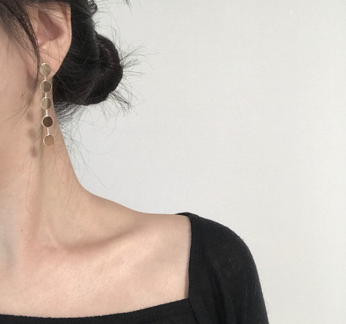 Gold Circle Drop Earrings Luxury Feeling Hae Tae H