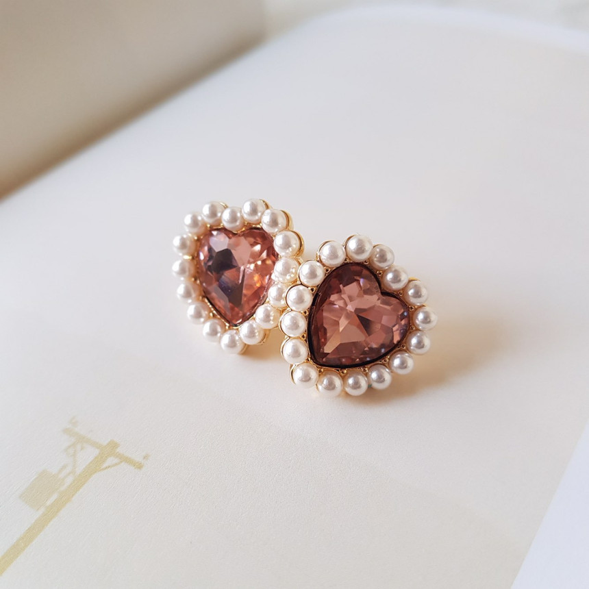 Curry Pearl Swarovski Earrings 4color Laminin Mini