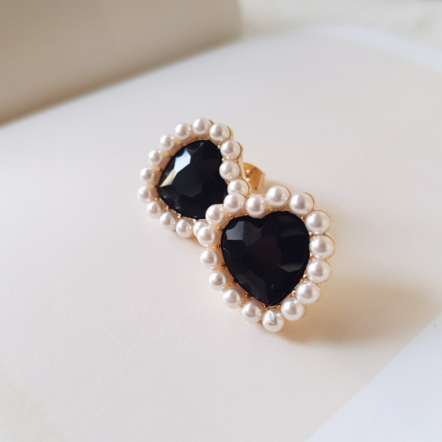 Curry Pearl Swarovski Earrings 4color Laminin Mini