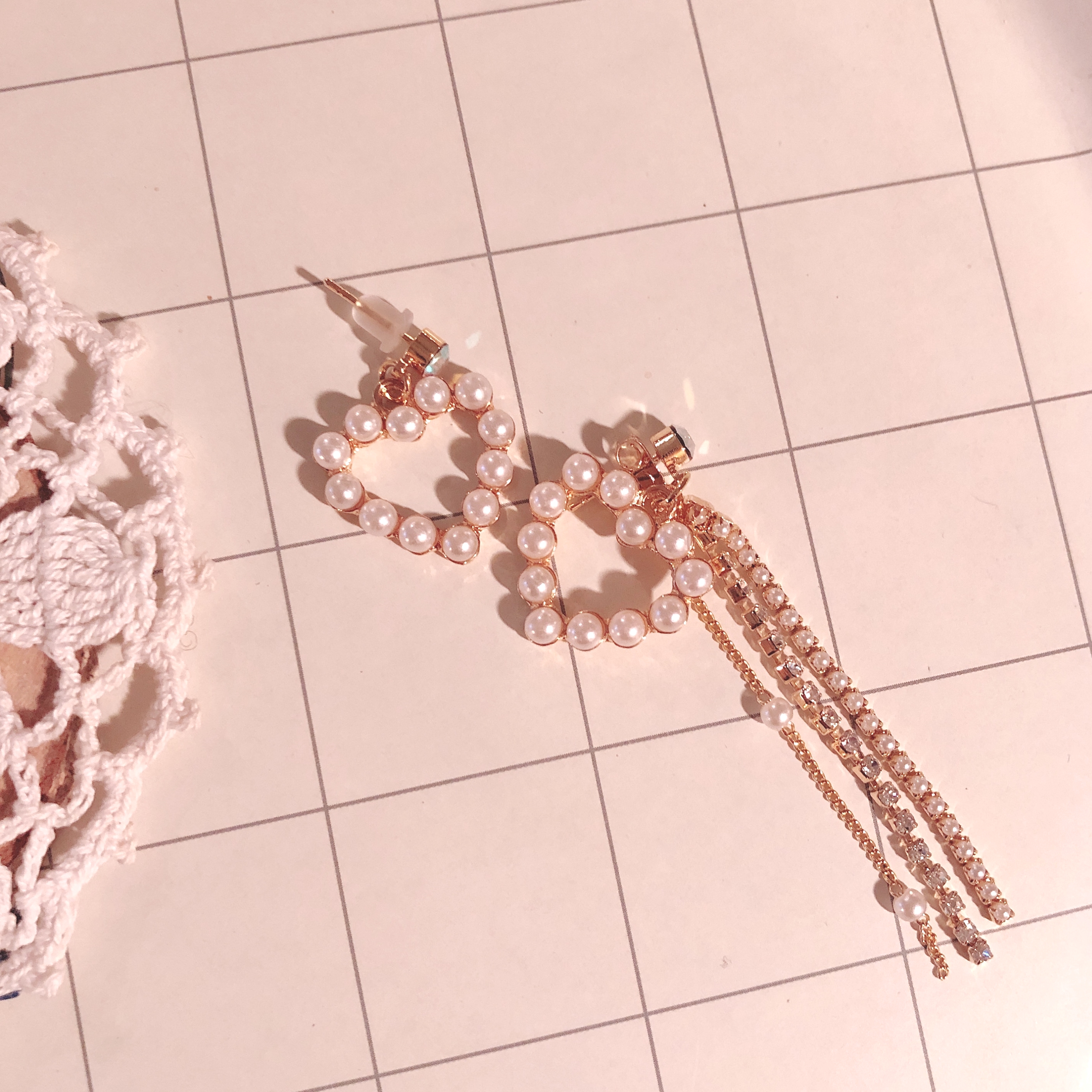 Double Heart Bold Earring Point 10 Unique pearl dr