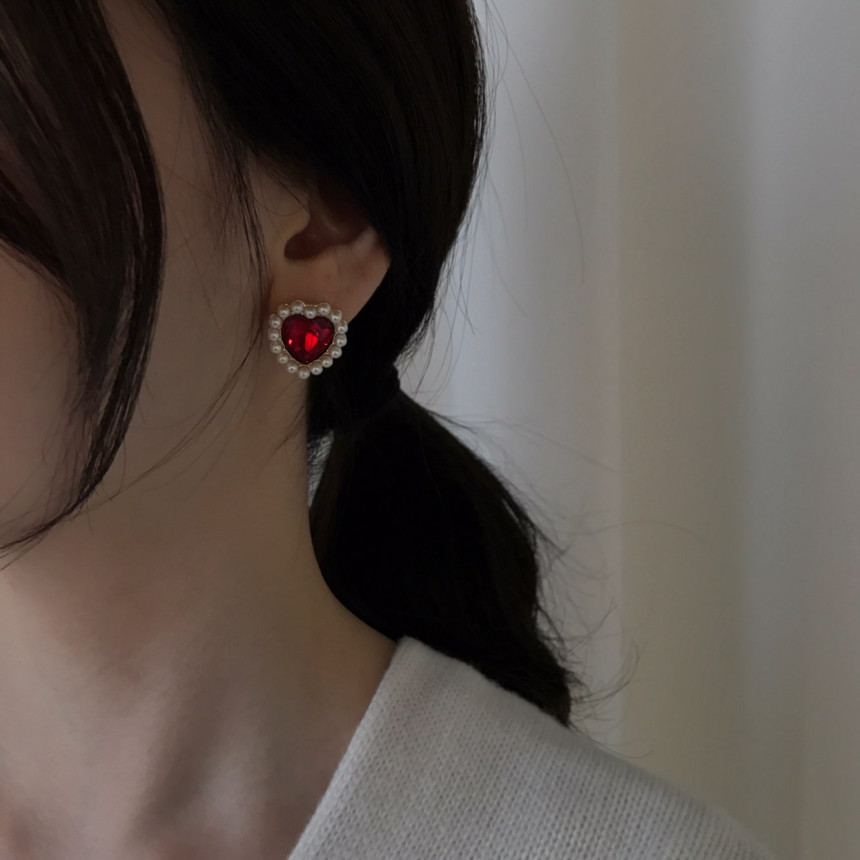 Curry Pearl Swarovski Earrings 4color Laminin Mini