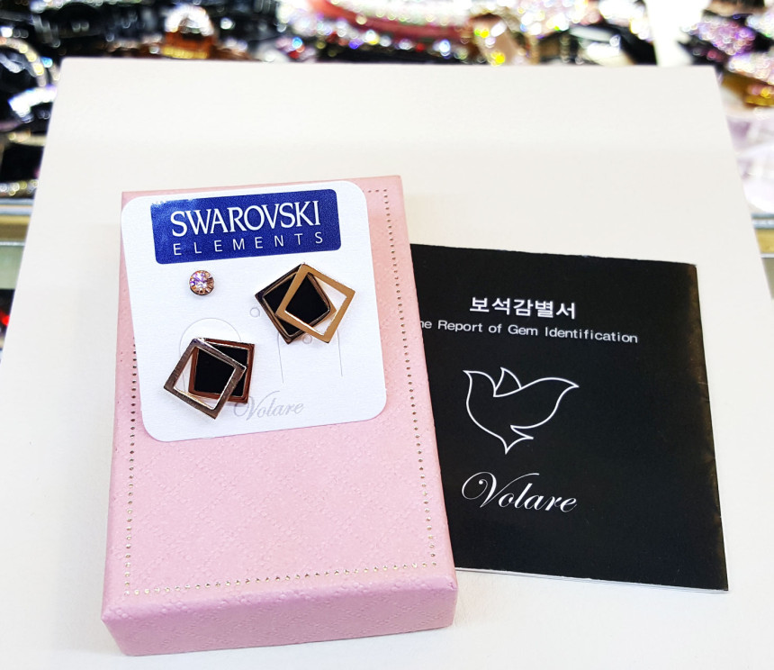 Bolla Le Square Rectangular Steel Earrings AAA029 